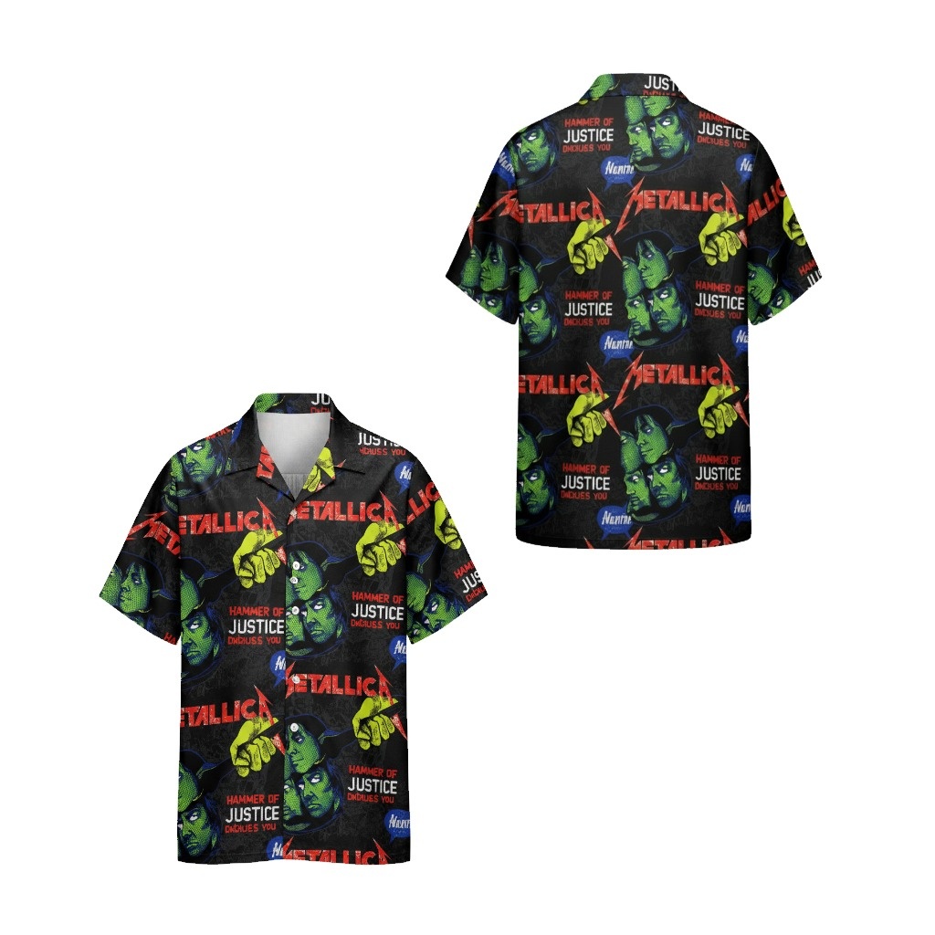 Metallica Hammer Of Justice Black Graphic Button Up Shirt Metallica Hammer Of Justice Black Graphic Button Up Shirt