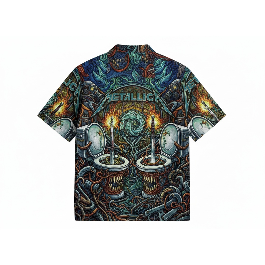Metallica Heavy Metal Graphic Hawaiian Shirt Multi Color Metallica Heavy Metal Graphic Hawaiian Shirt Multi Color