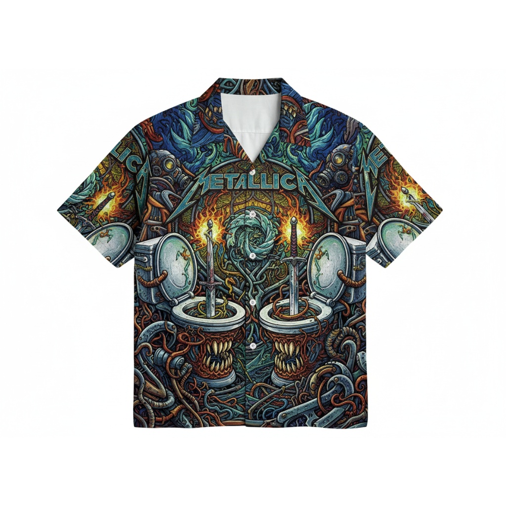 Metallica Heavy Metal Graphic Hawaiian Shirt Multi Color