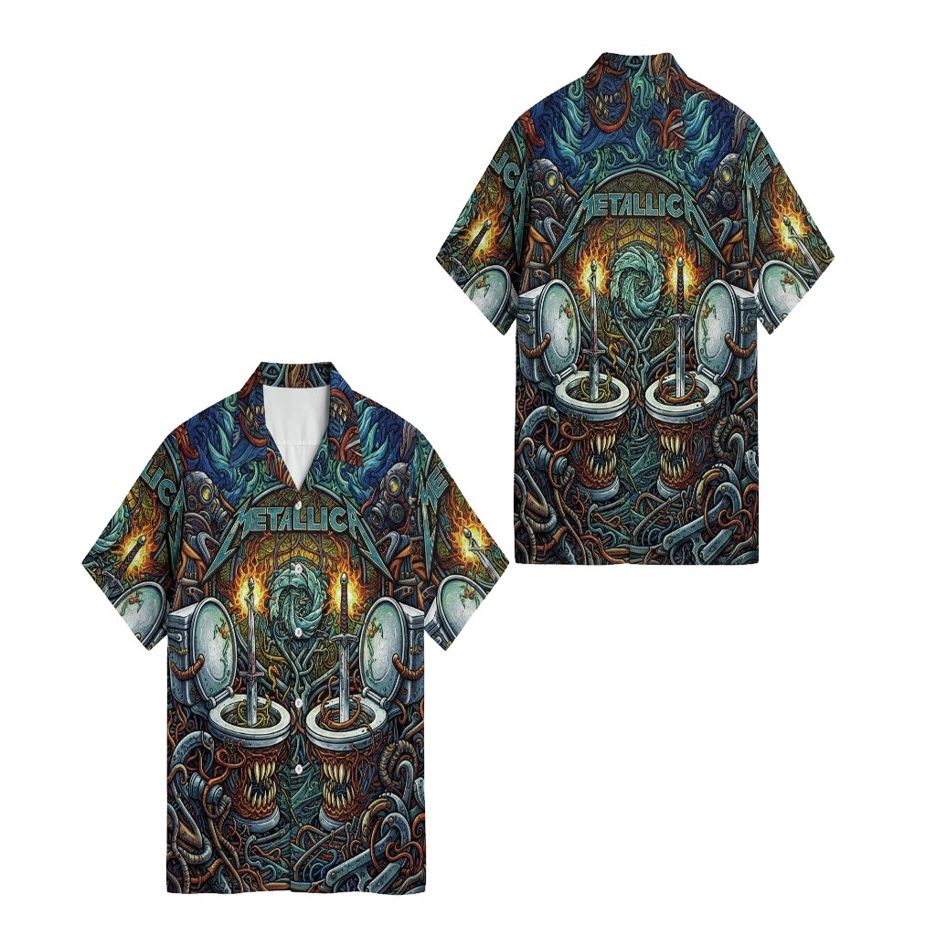 Metallica Heavy Metal Graphic Hawaiian Shirt Multi Color Metallica Heavy Metal Graphic Hawaiian Shirt Multi Color