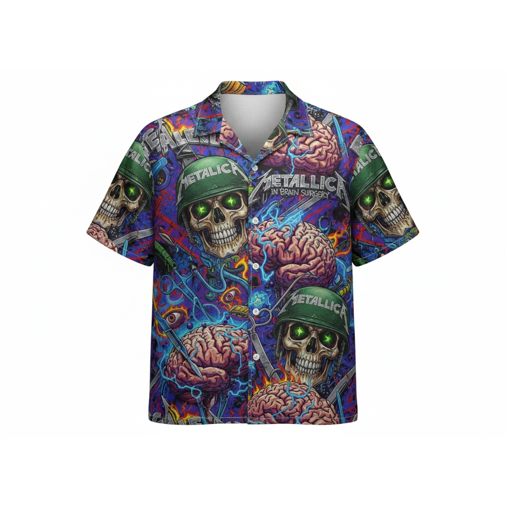 Metallica In Brain Surgery Skull Graphic Hawaiian Shirt