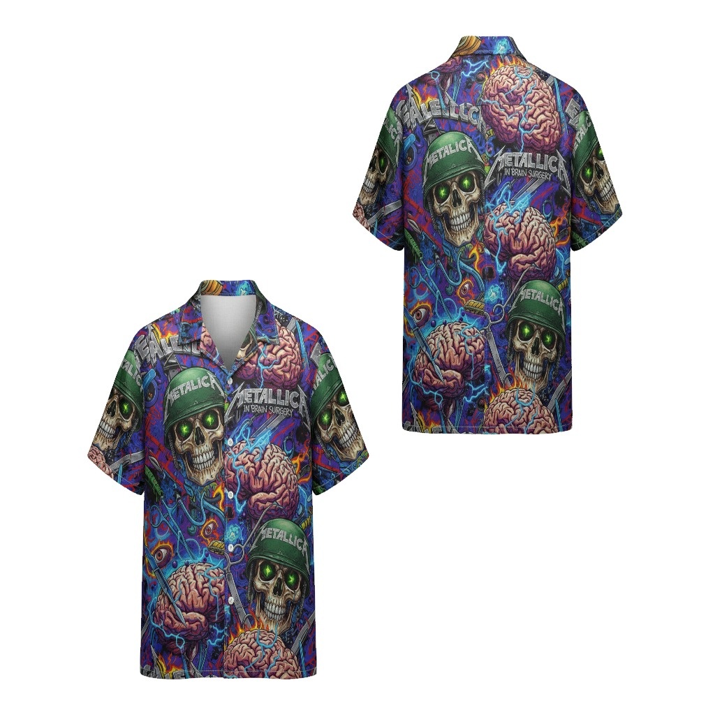 Metallica In Brain Surgery Skull Graphic Hawaiian Shirt Metallica In Brain Surgery Skull Graphic Hawaiian Shirt