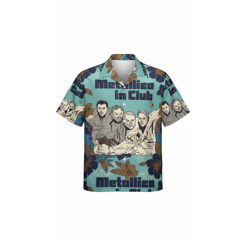 Metallica In Club Hawaiian Shirt Blue Floral Vintage Style