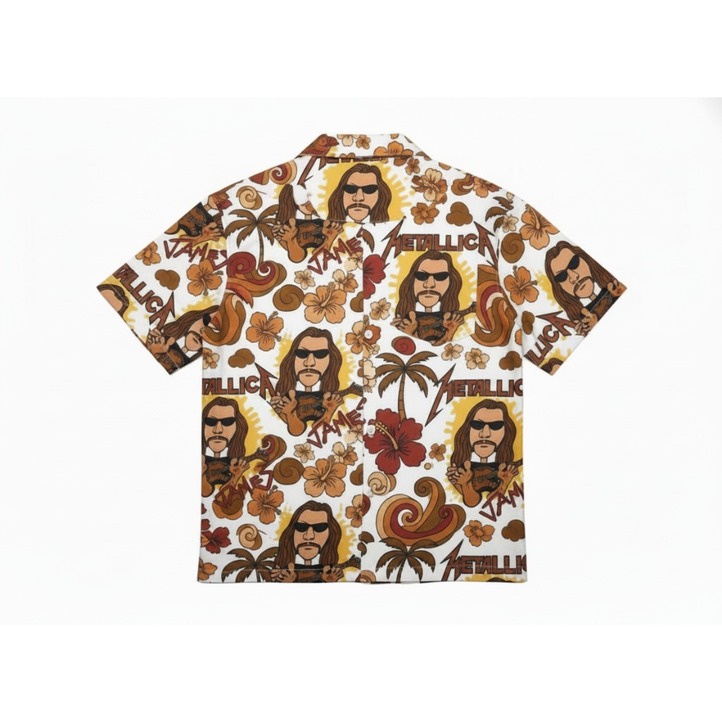 Metallica James Hetfield Hawaiian Shirt Brown Floral Metallica James Hetfield Hawaiian Shirt Brown Floral