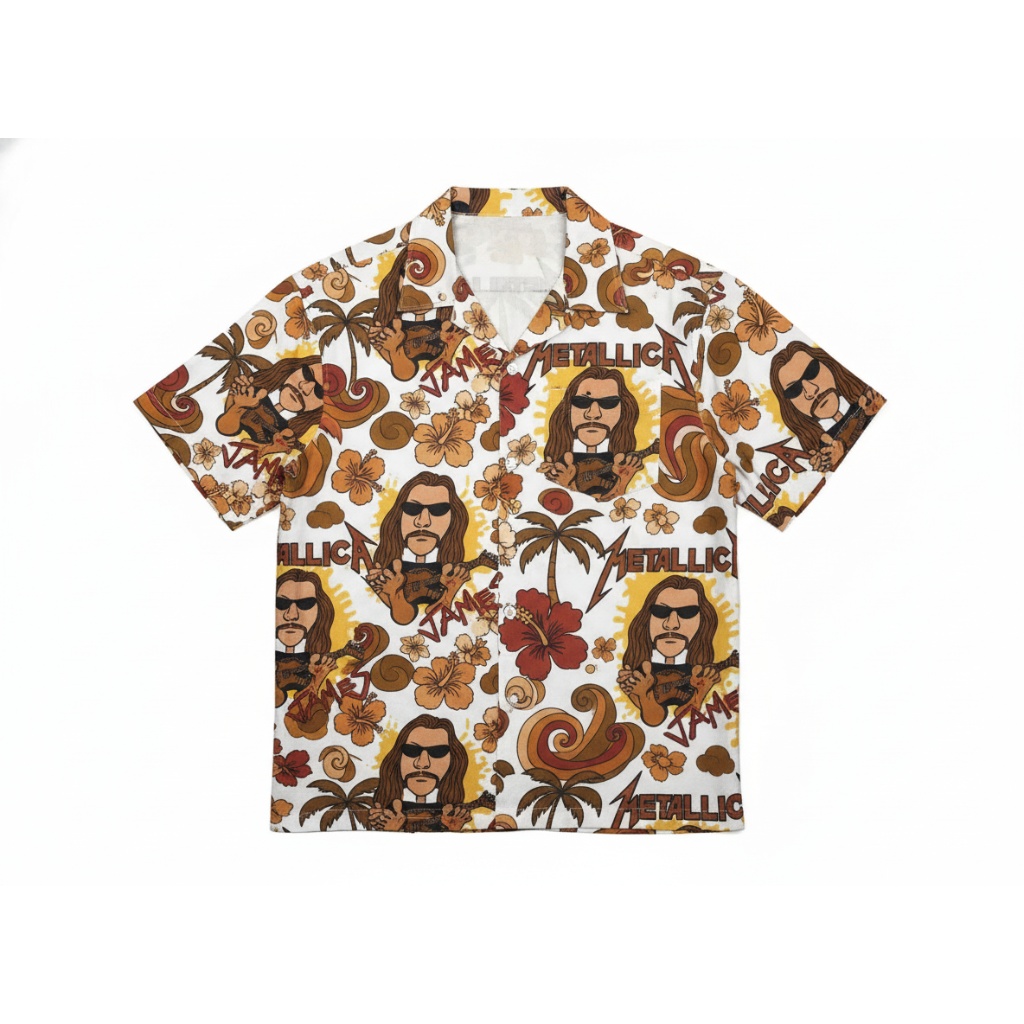 Metallica James Hetfield Hawaiian Shirt Brown Floral