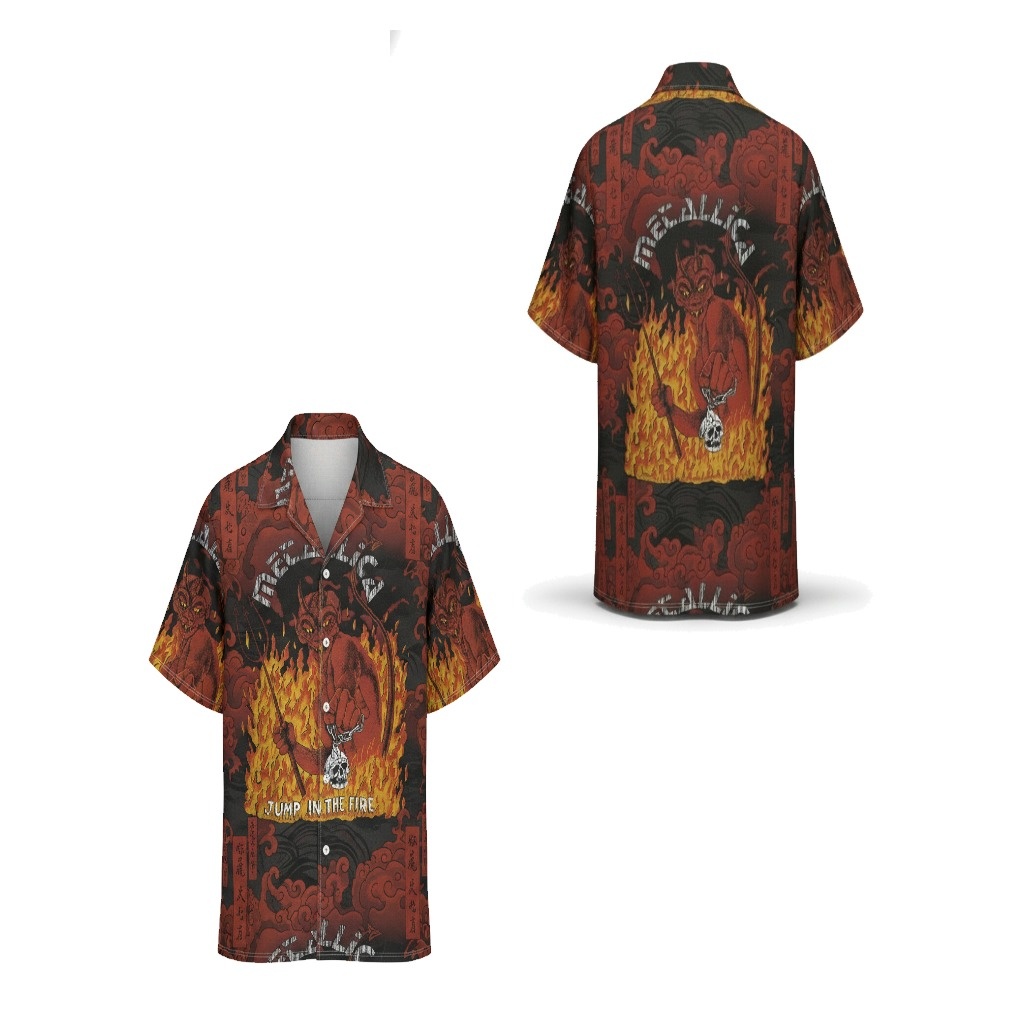 Metallica Jump In The Fire Red Devil Hawaiian Shirt Metallica Jump In The Fire Red Devil Hawaiian Shirt