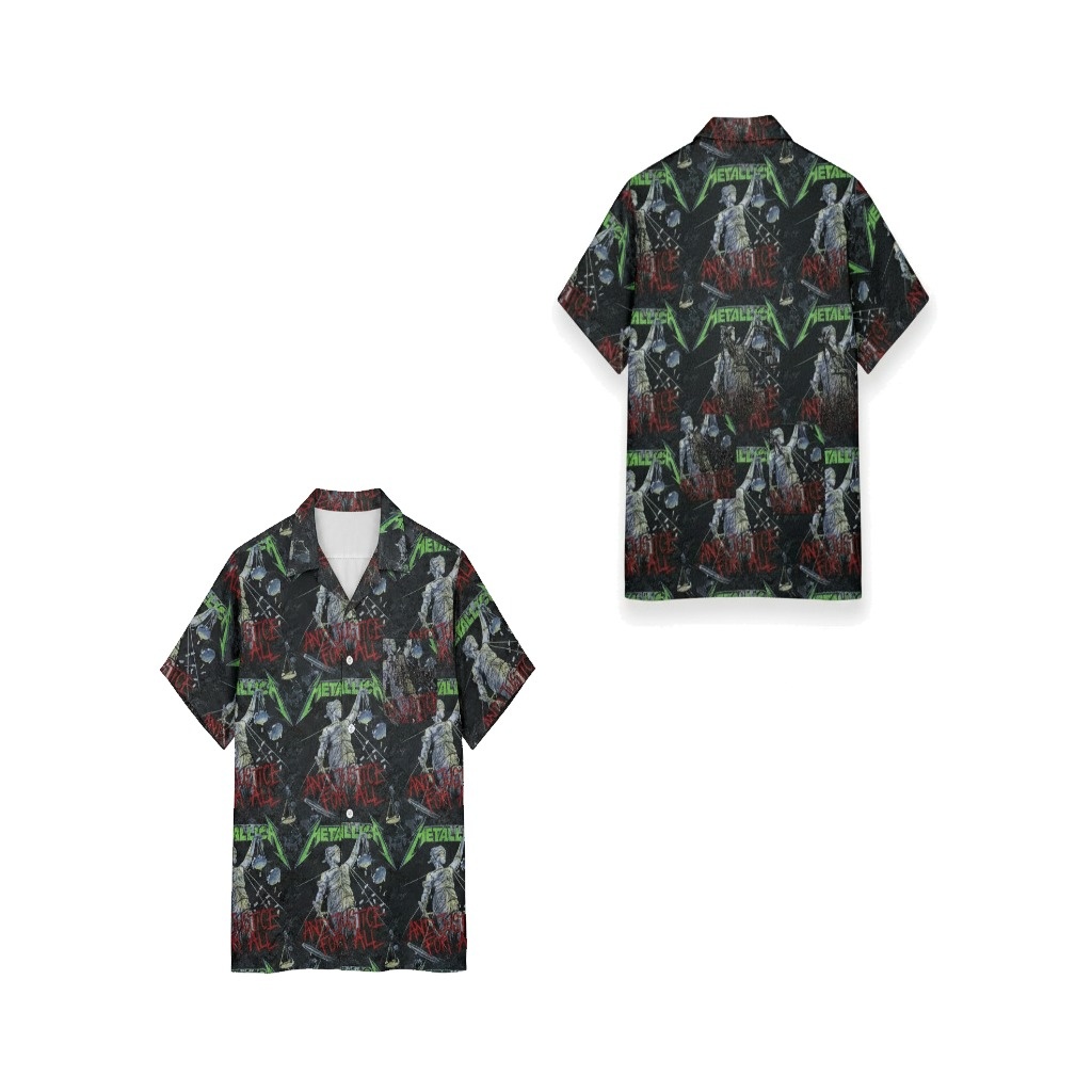 Metallica Justice For All Black Graphic Print Button Up Metallica Justice For All Black Graphic Print Button Up