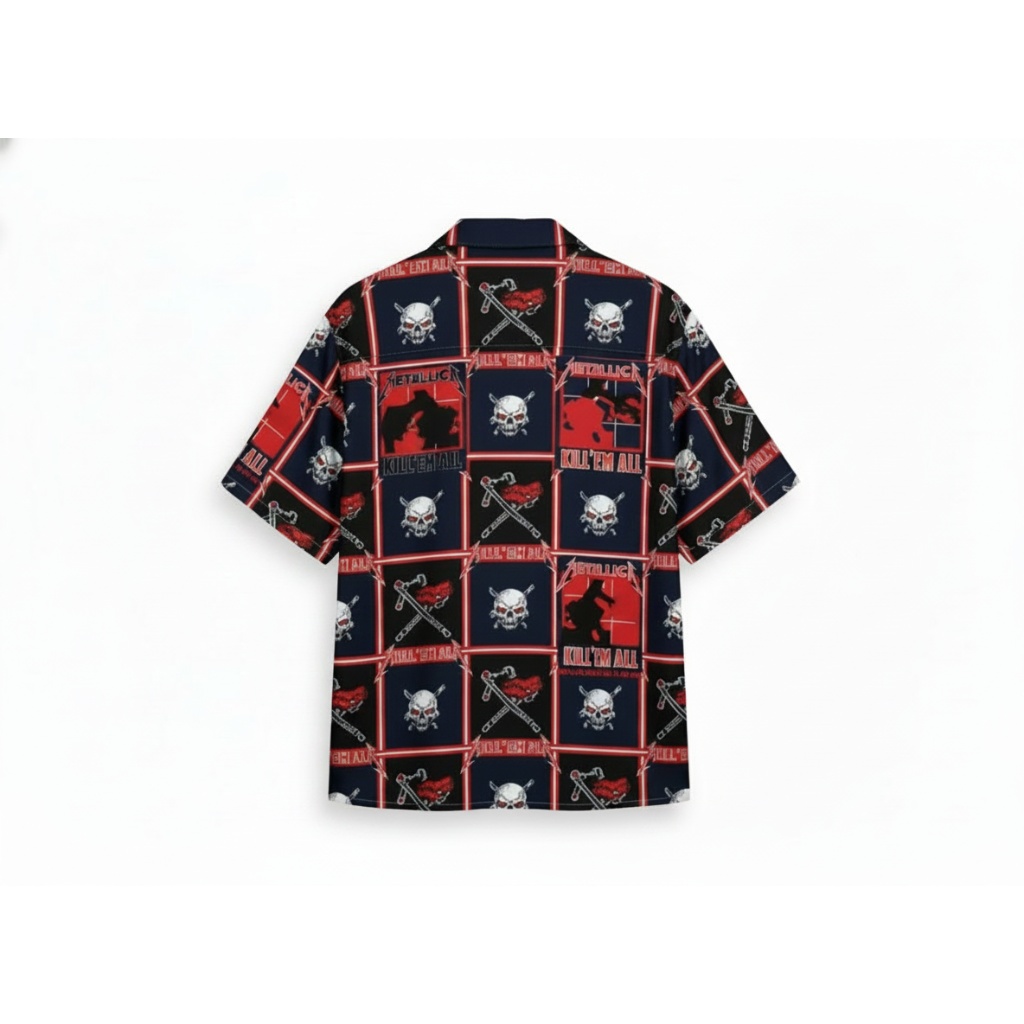 Metallica Kill Em All Skull Print Button Up Shirt Metallica Kill Em All Skull Print Button Up Shirt
