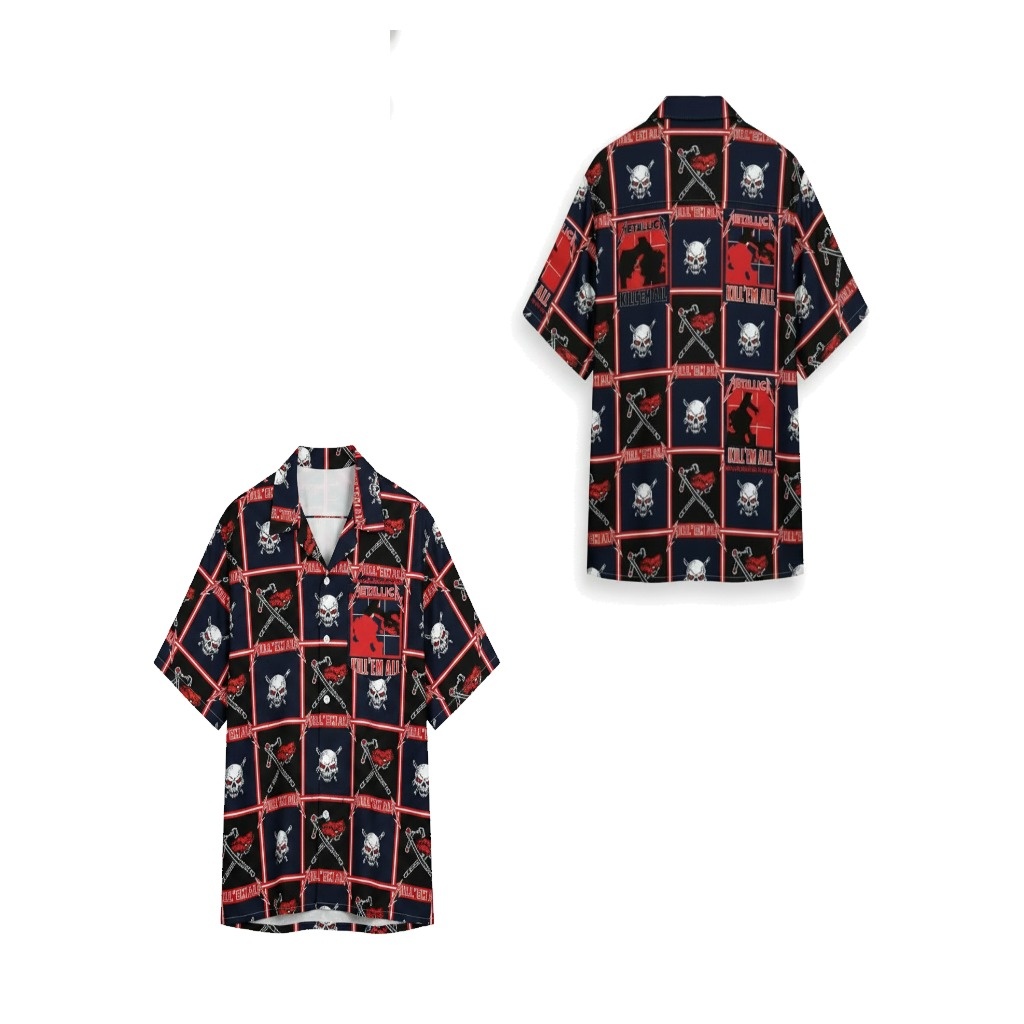 Metallica Kill Em All Skull Print Button Up Shirt Metallica Kill Em All Skull Print Button Up Shirt