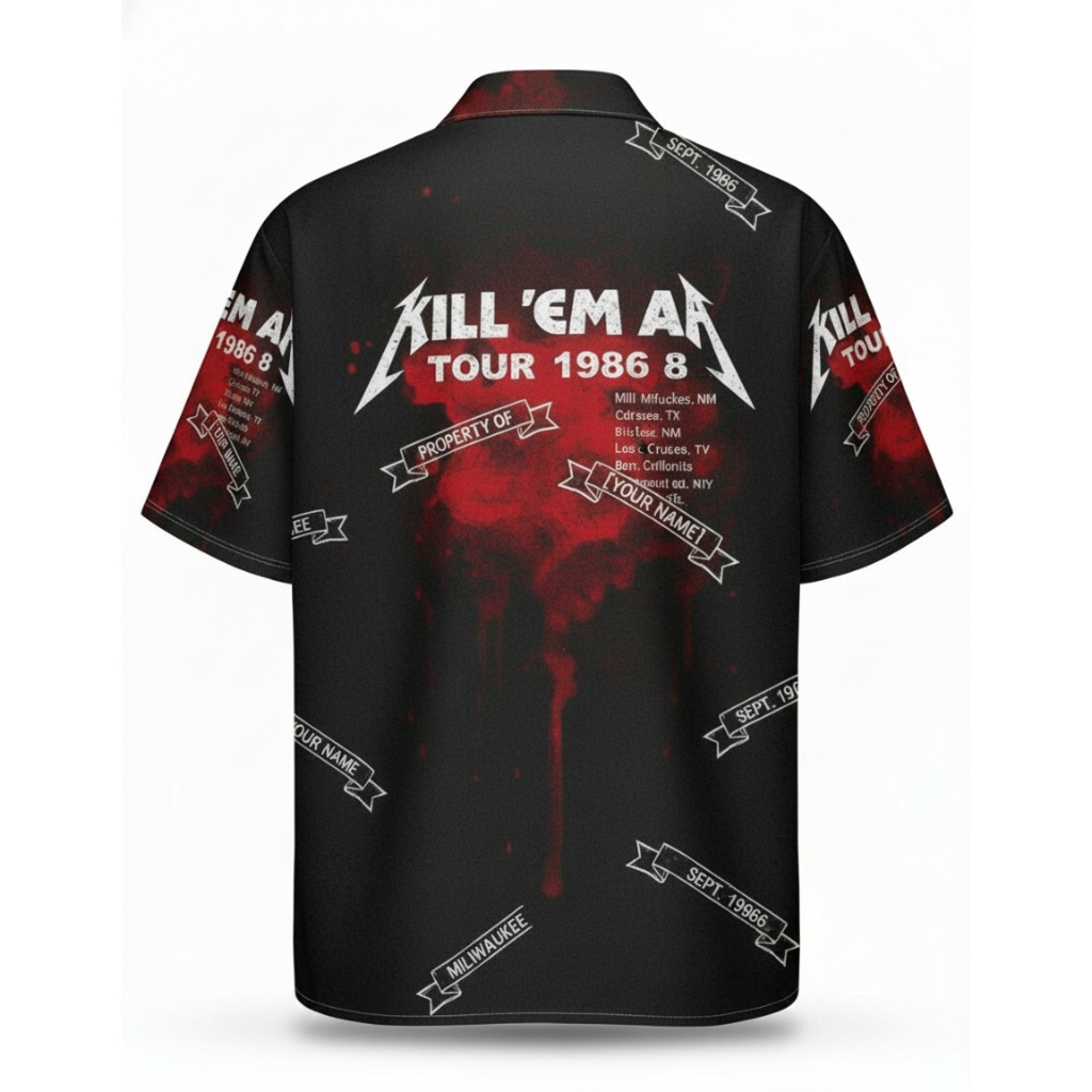 Metallica Kill Em All Tour 1986 Black Red Hawaiian Shirt Metallica Kill Em All Tour 1986 Black Red Hawaiian Shirt