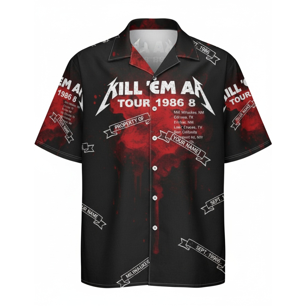 Metallica Kill Em All Tour 1986 Black Red Hawaiian Shirt