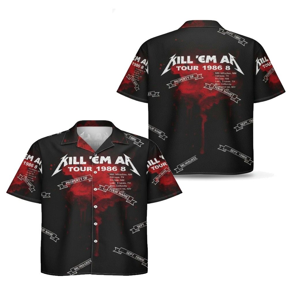 Metallica Kill Em All Tour 1986 Black Red Hawaiian Shirt Metallica Kill Em All Tour 1986 Black Red Hawaiian Shirt