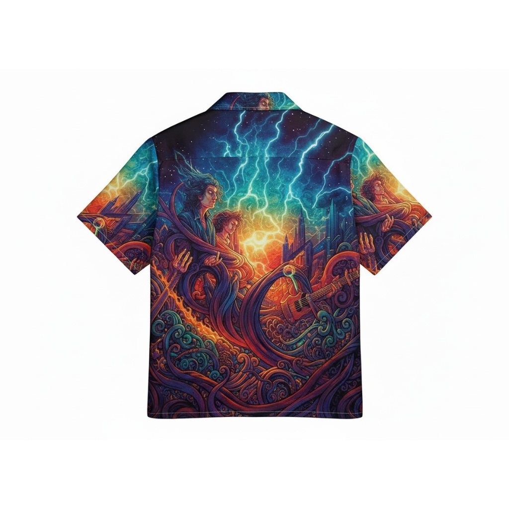 Metallica Lightning Design Button Up Shirt Blue Yellow Metallica Lightning Design Button Up Shirt Blue Yellow