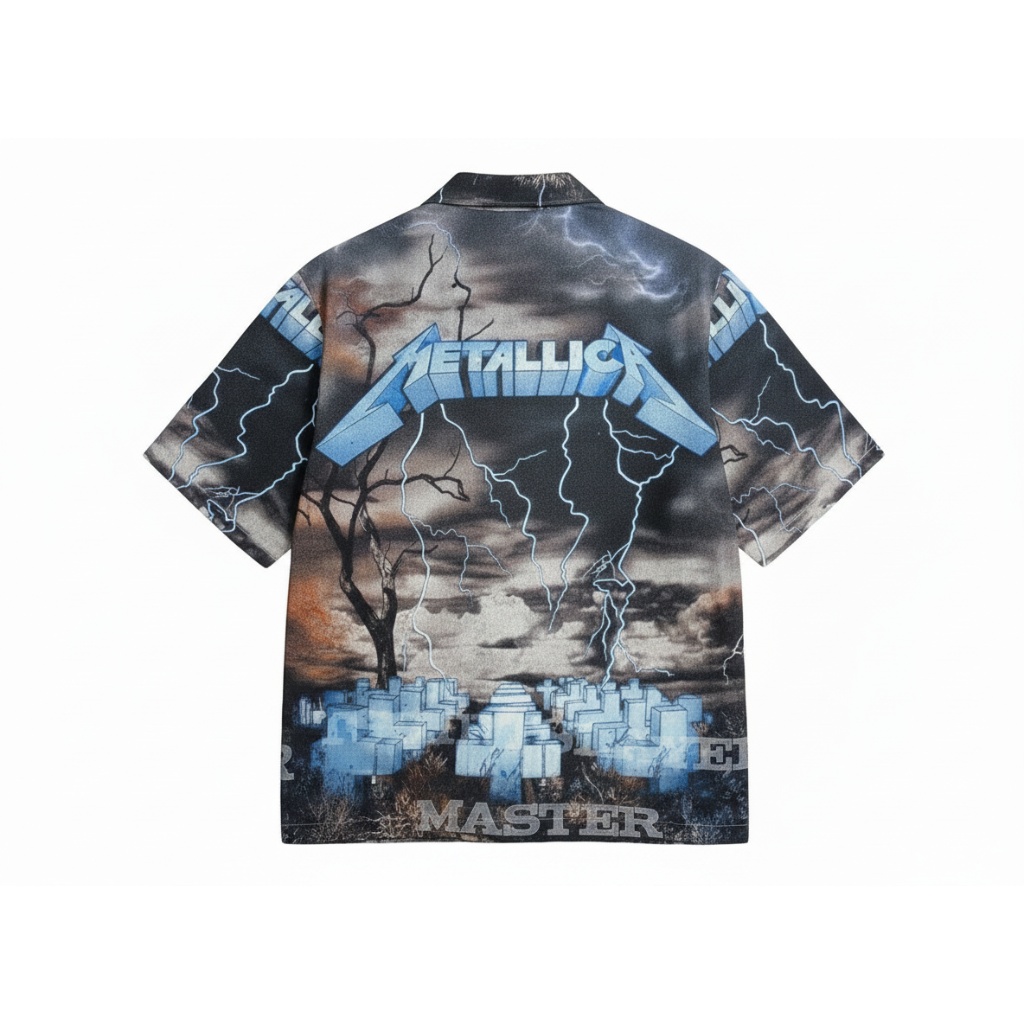 Metallica Master Of Puppets Graphic Print Short Sleeve Shirt Metallica Master Of Puppets Graphic Print Short Sleeve Shirt