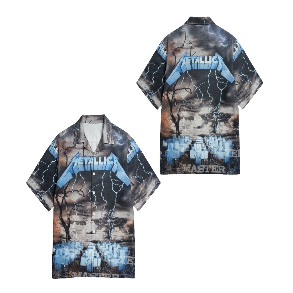 Metallica Master Of Puppets Graphic Print Short Sleeve Shirt Metallica Master Of Puppets Graphic Print Short Sleeve Shirt