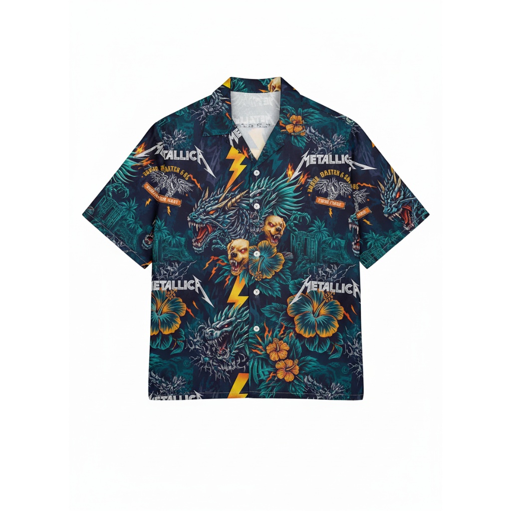 Metallica Master Of Puppets Hawaiian Shirt Dark Blue Dragon
