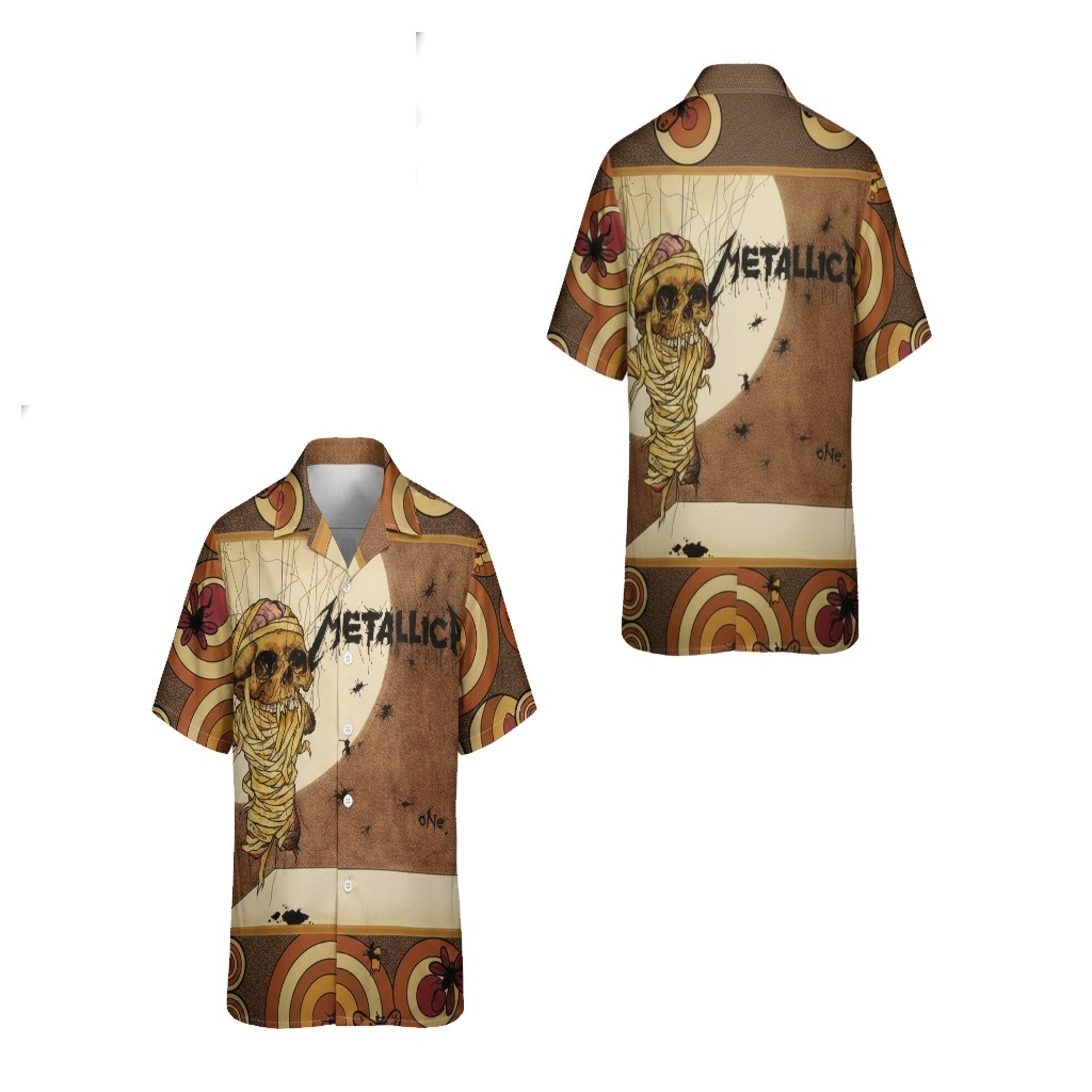 Metallica Mummy Hawaiian Shirt Brown Vintage Style Metallica Mummy Hawaiian Shirt Brown Vintage Style
