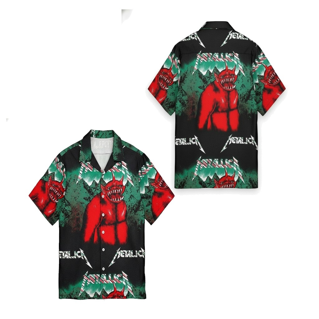 Metallica Red Devil Black Hawaiian Shirt Men’s Rock Band Metallica Red Devil Black Hawaiian Shirt Men’s Rock Band