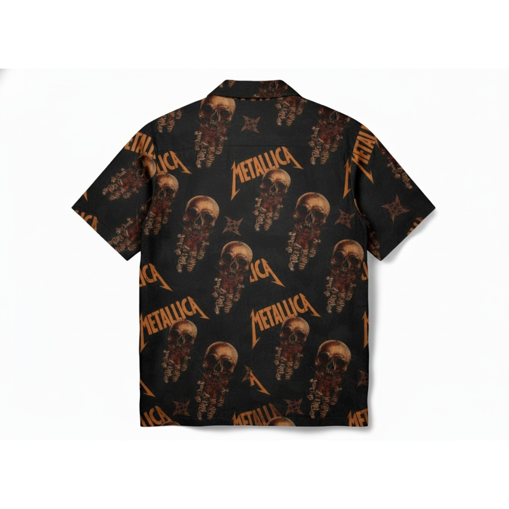 Metallica Skull Black Hawaiian Shirt Rock Band Style Metallica Skull Black Hawaiian Shirt Rock Band Style