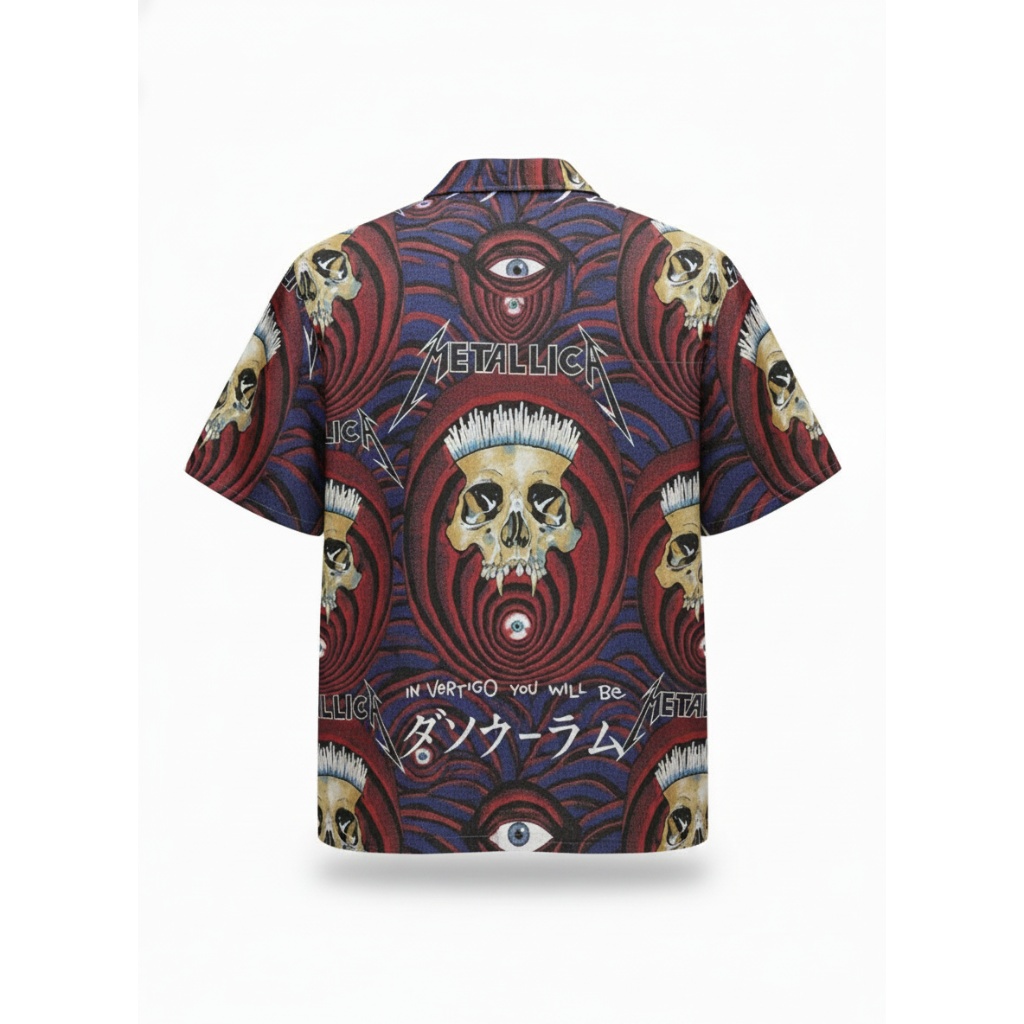 Metallica Skull Eye Design Hawaiian Shirt Red Blue Metallica Skull Eye Design Hawaiian Shirt Red Blue