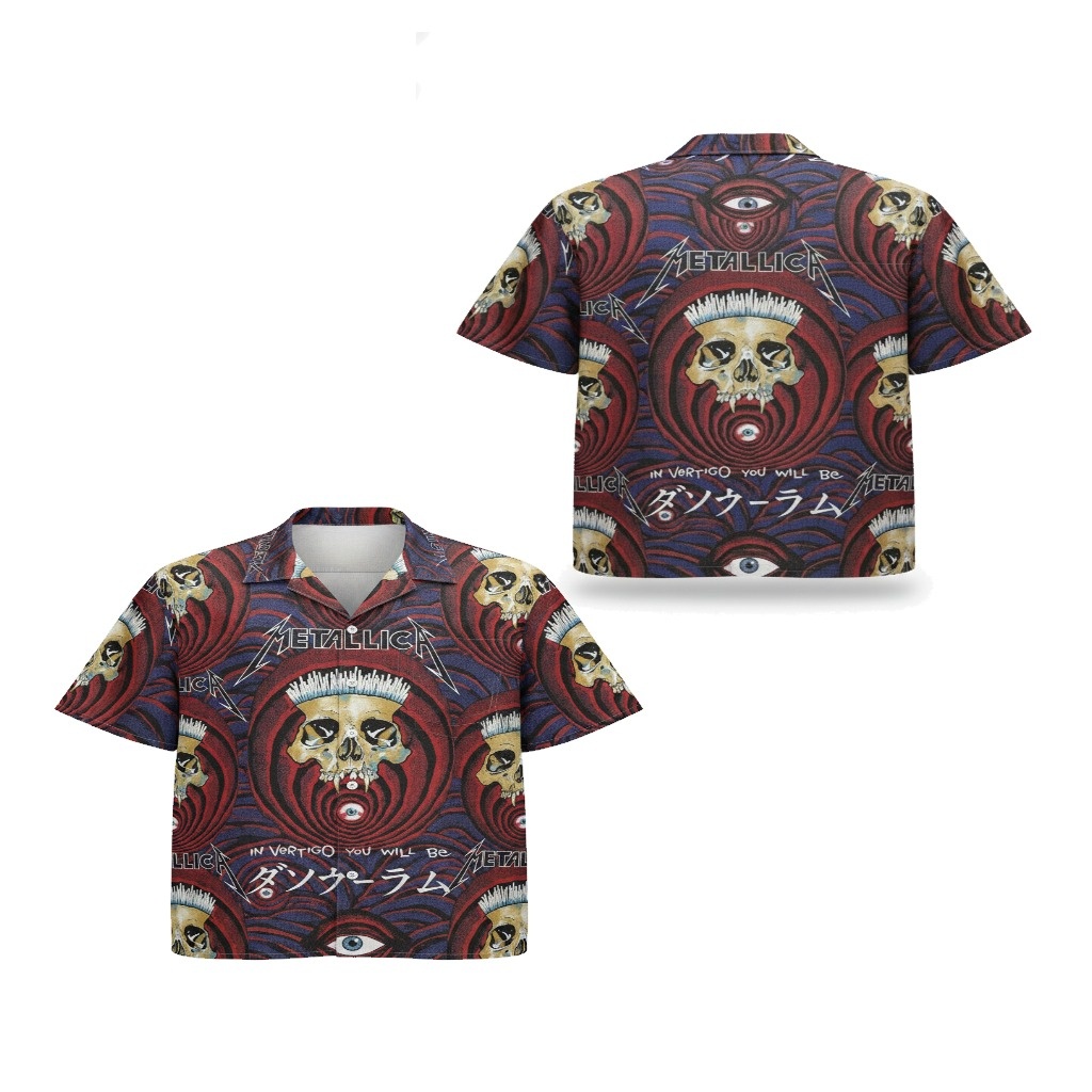 Metallica Skull Eye Design Hawaiian Shirt Red Blue Metallica Skull Eye Design Hawaiian Shirt Red Blue