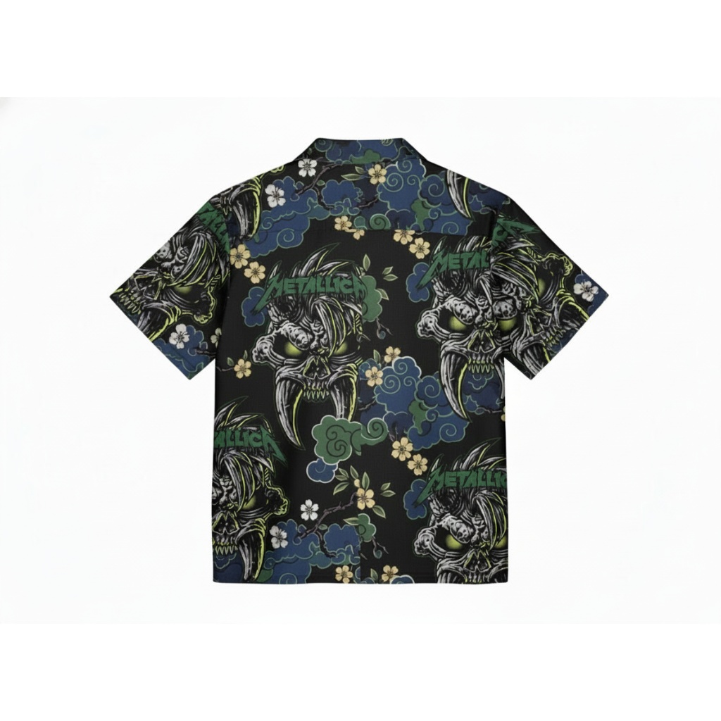 Metallica Skull Hawaiian Shirt Black Green Metallica Skull Hawaiian Shirt Black Green