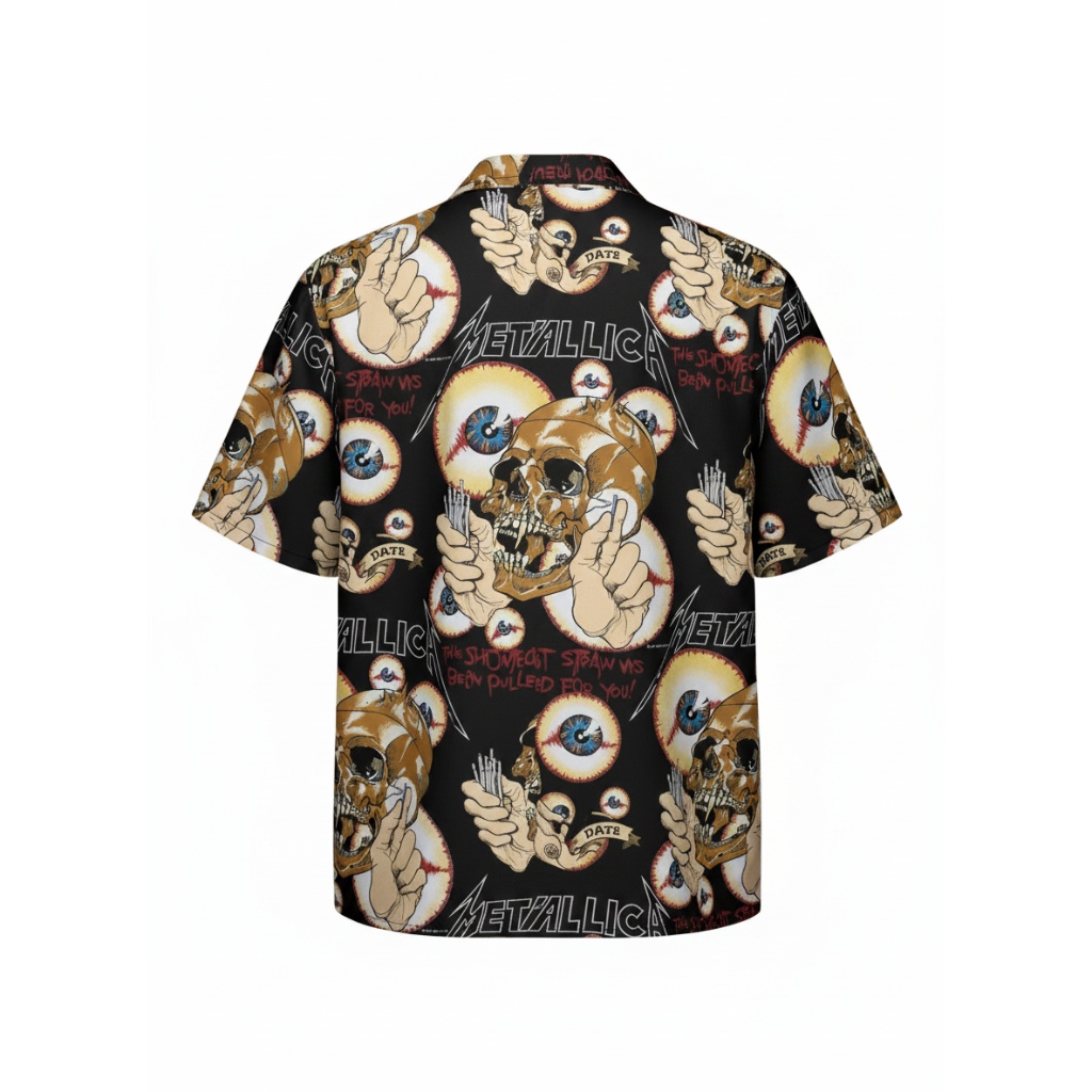 Metallica Skull Print Black Hawaiian Shirt Men’s Graphic Metallica Skull Print Black Hawaiian Shirt Men’s Graphic