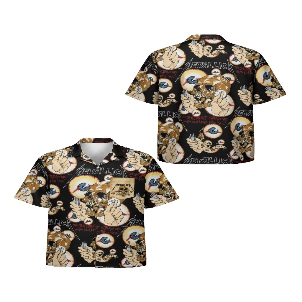 Metallica Skull Print Black Hawaiian Shirt Men’s Graphic Metallica Skull Print Black Hawaiian Shirt Men’s Graphic