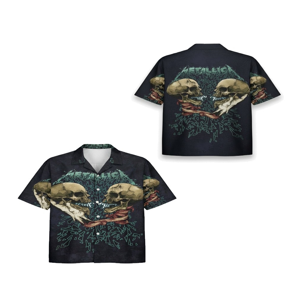 Metallica Skulls Dark Graphic Print Hawaiian Shirt Metallica Skulls Dark Graphic Print Hawaiian Shirt