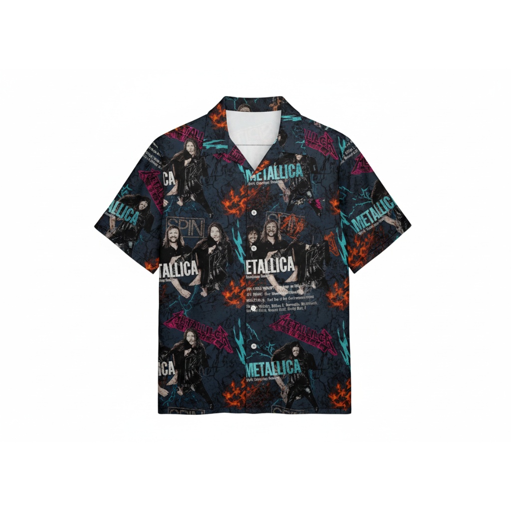 Metallica Spin Magazine Graphic Print Hawaiian Shirt Dark