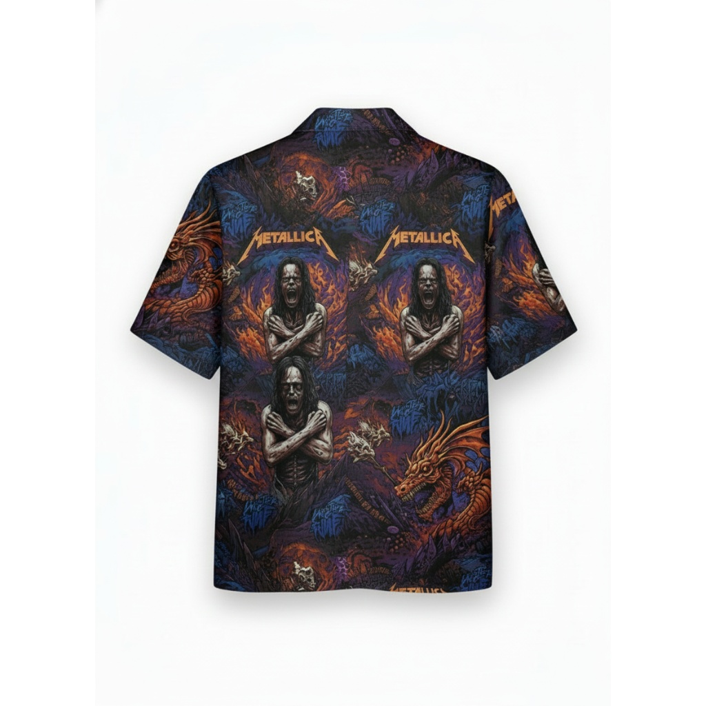 Metallica Themed Dark Fantasy Hawaiian Shirt Metallica Themed Dark Fantasy Hawaiian Shirt