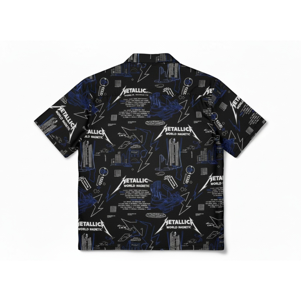 Metallica World Magnetic Black Blue Graphic Button Up Shirt Metallica World Magnetic Black Blue Graphic Button Up Shirt