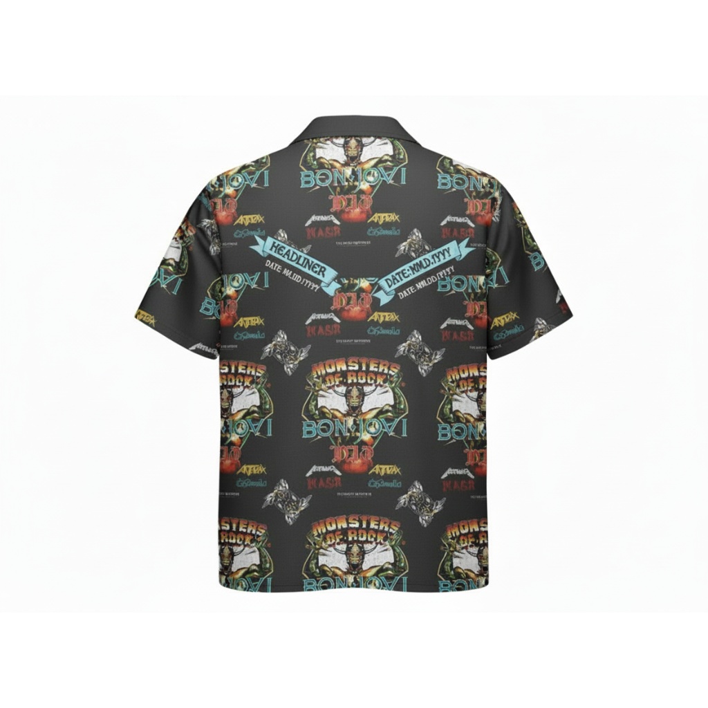 Monsters Of Rock Bon Jovi Hawaiian Shirt Black Design Monsters Of Rock Bon Jovi Hawaiian Shirt Black Design