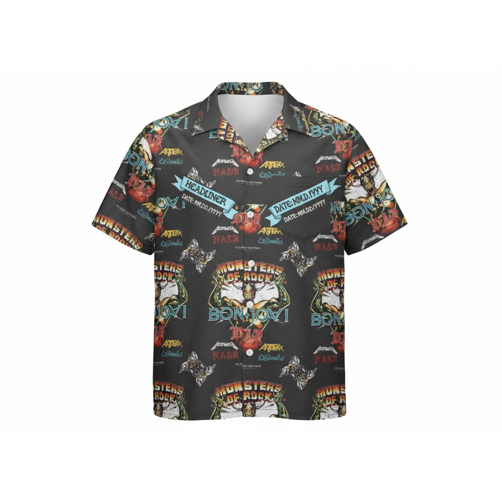 Monsters Of Rock Bon Jovi Hawaiian Shirt Black Design