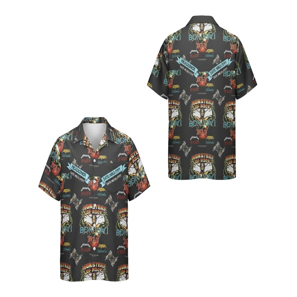 Monsters Of Rock Bon Jovi Hawaiian Shirt Black Design Monsters Of Rock Bon Jovi Hawaiian Shirt Black Design