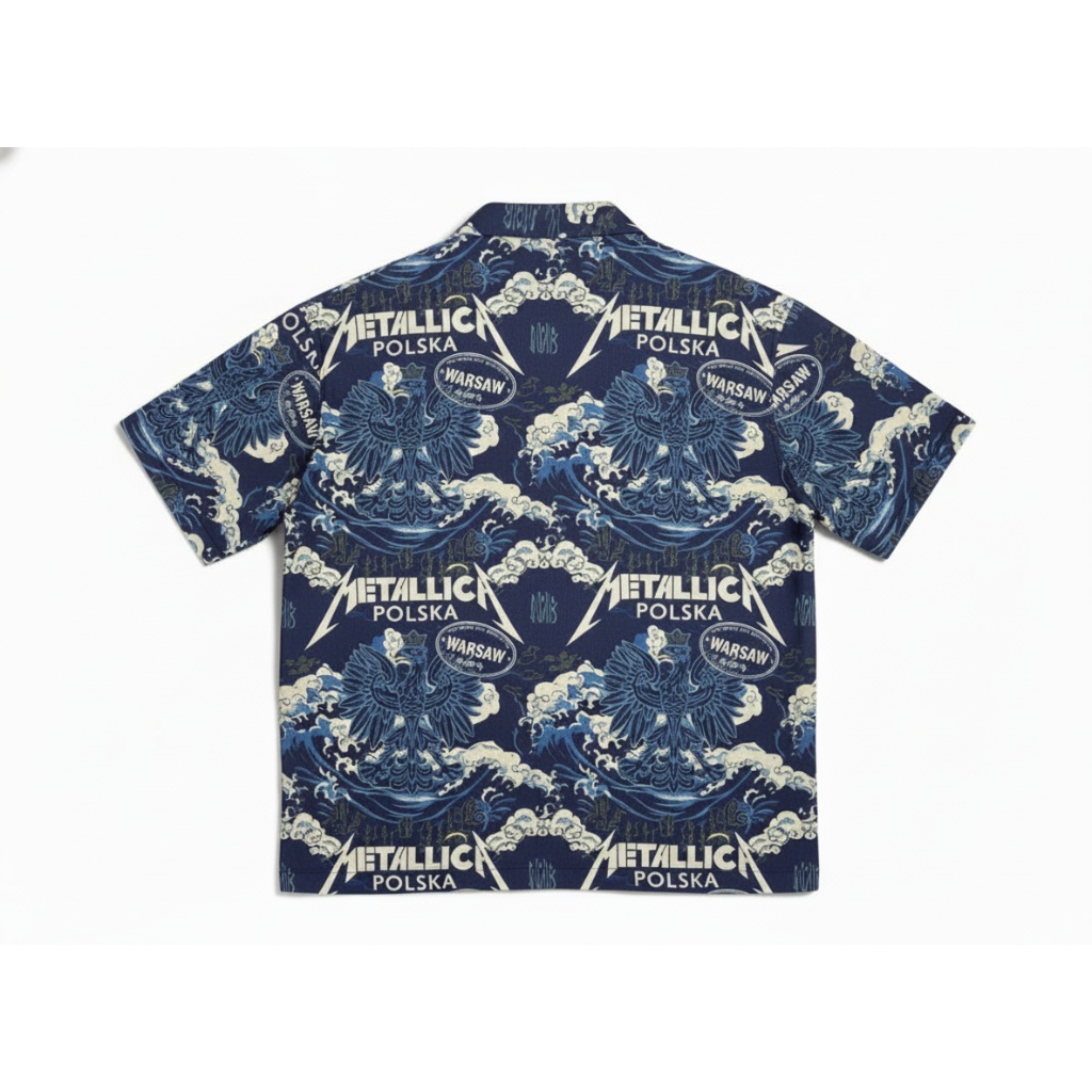 Navy Blue Eagle Wave Print Aloha Shirt For Men Navy Blue Eagle Wave Print Aloha Shirt For Men