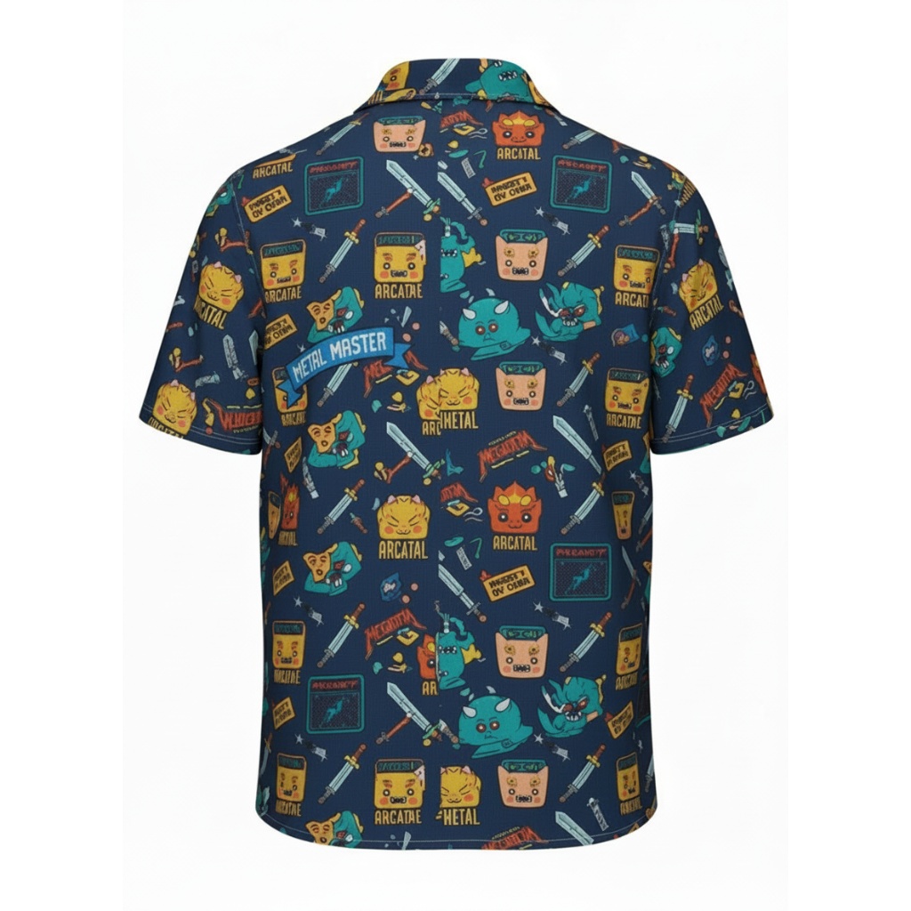 Navy Blue Retro Gaming Hawaiian Shirt Navy Blue Retro Gaming Hawaiian Shirt