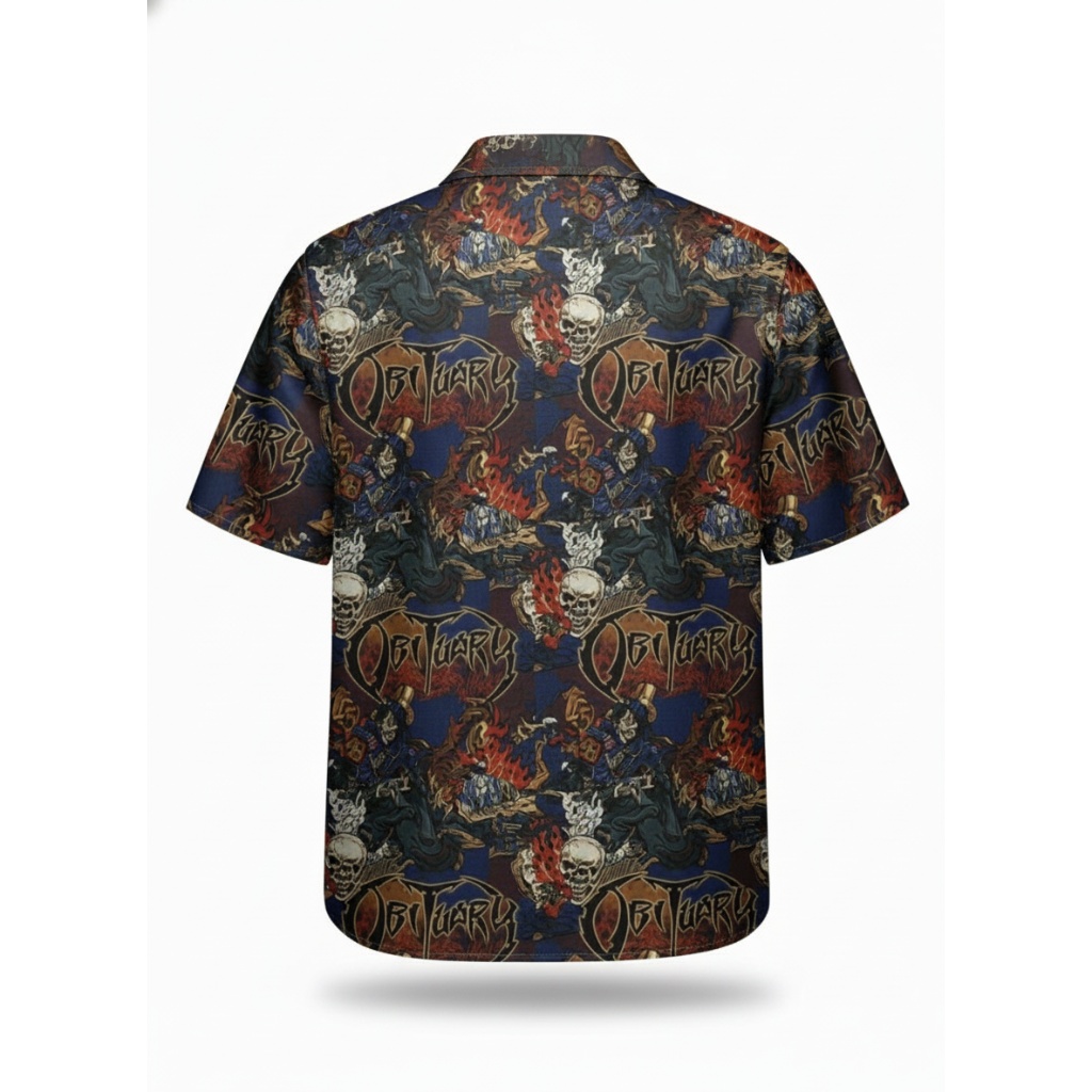 Obituary Dark Skull Graphic Hawaiian Shirt Men’s Obituary Dark Skull Graphic Hawaiian Shirt Men’s