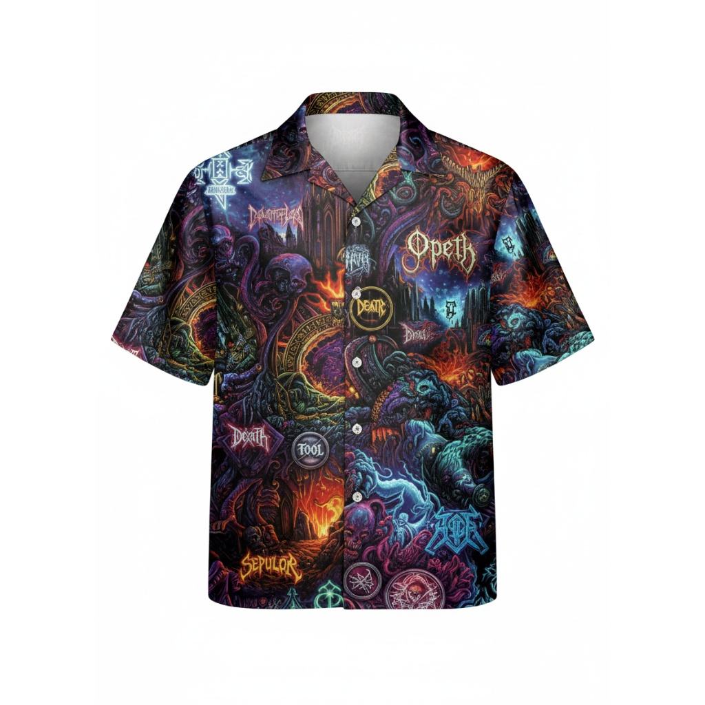 Opeth Dark Fantasy Graphic Print Short Sleeve Hawaiian Shirt