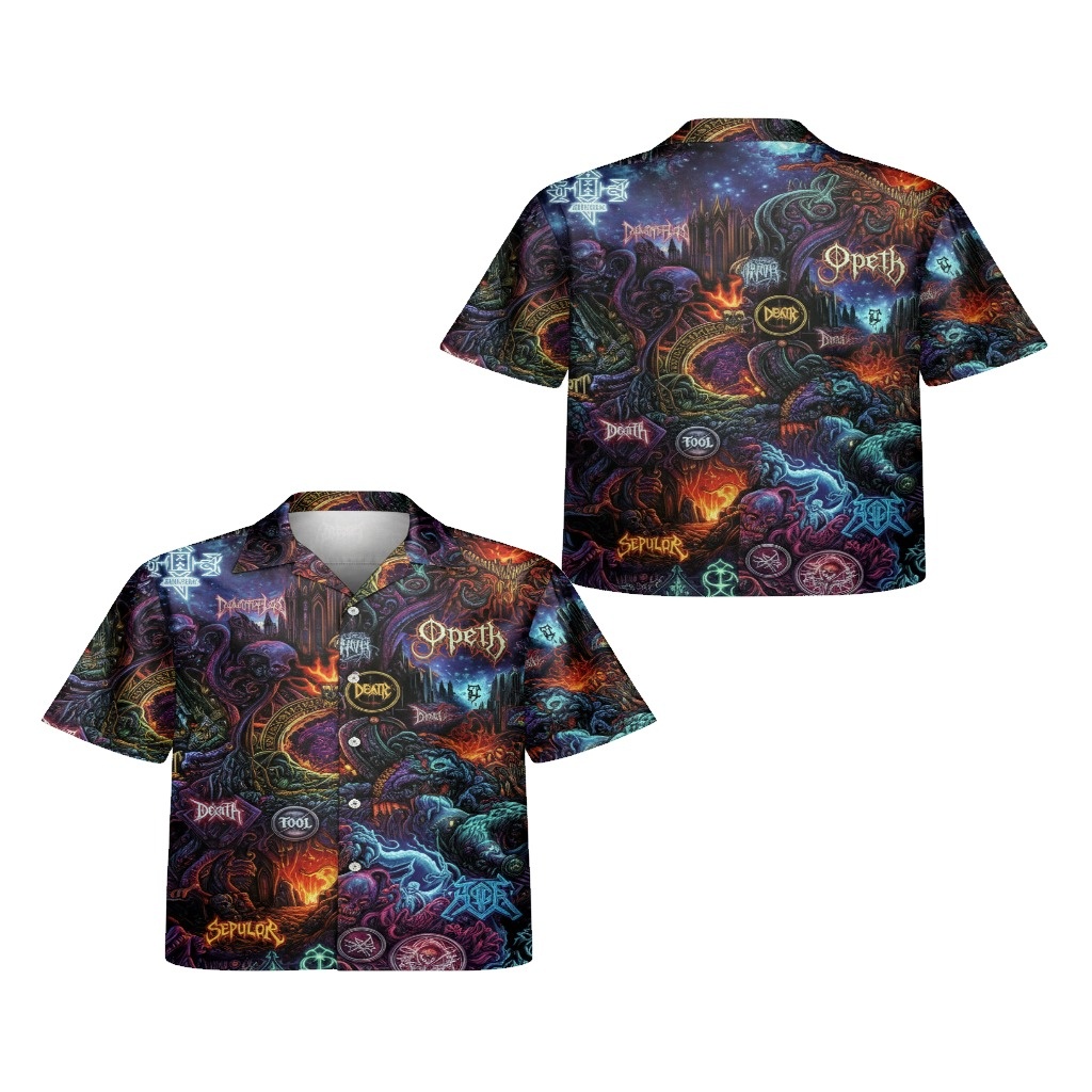 Opeth Dark Fantasy Graphic Print Short Sleeve Hawaiian Shirt Opeth Dark Fantasy Graphic Print Short Sleeve Hawaiian Shirt
