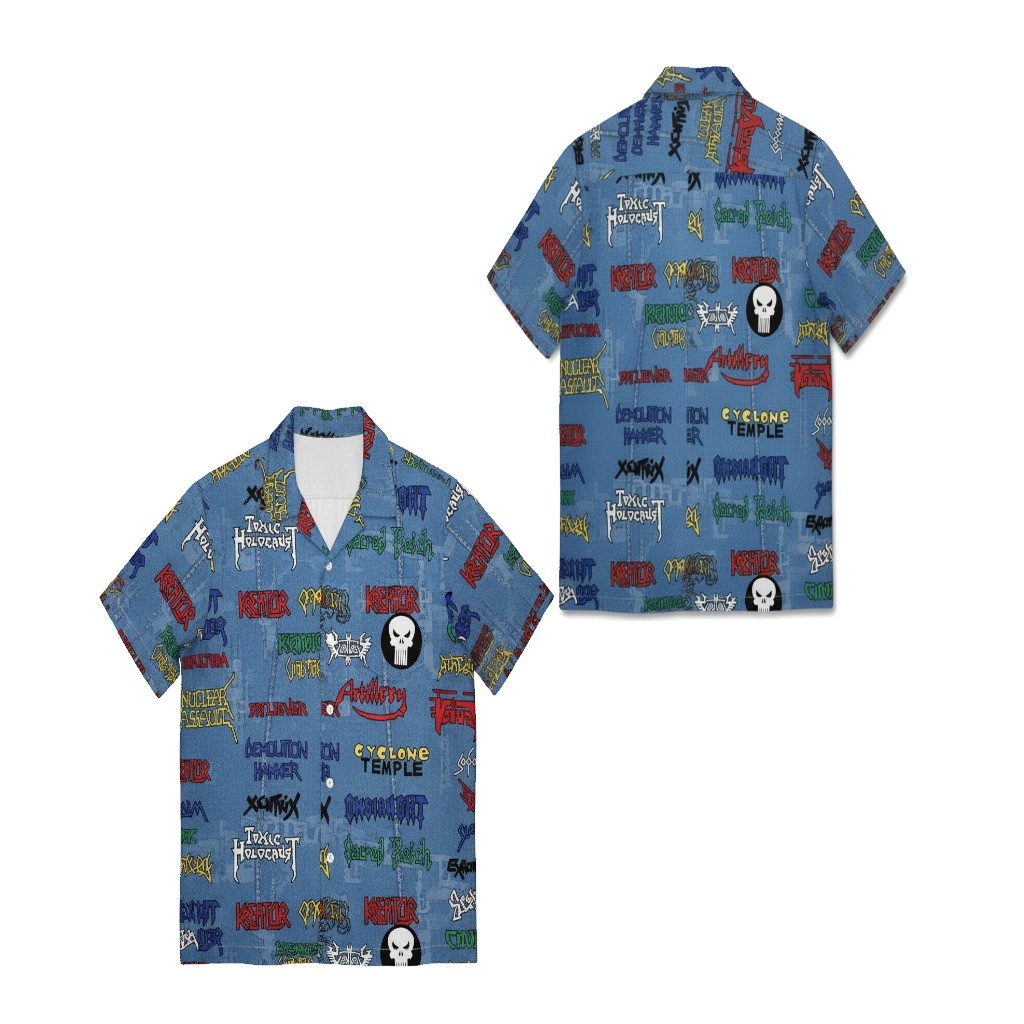 Punisher Skull Blue Graphic Print Button Up Shirt Men S Punisher Skull Blue Graphic Print Button Up Shirt Men S