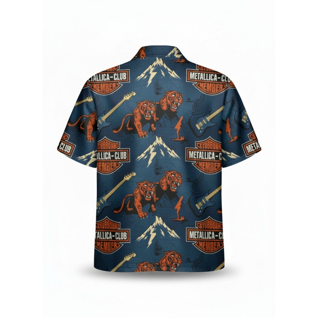 Stubborn Metallica Club Tiger Design Blue Hawaiian Shirt Stubborn Metallica Club Tiger Design Blue Hawaiian Shirt