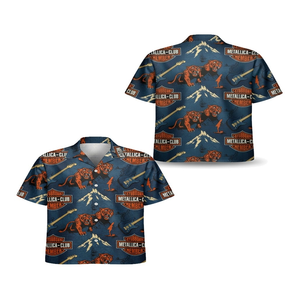 Stubborn Metallica Club Tiger Design Blue Hawaiian Shirt Stubborn Metallica Club Tiger Design Blue Hawaiian Shirt