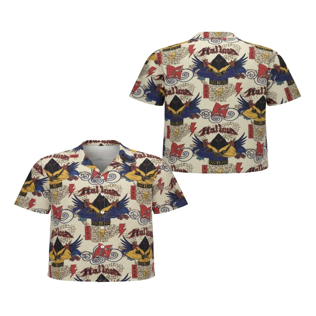 Tribal Wings Design Hawaiian Shirt In Beige And Red Tribal Wings Design Hawaiian Shirt In Beige And Red
