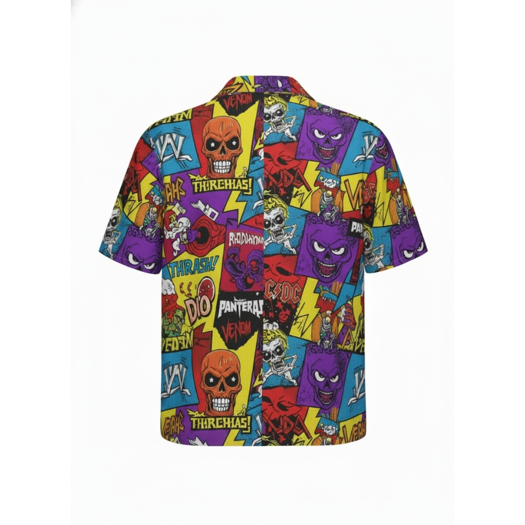 Vibrant Multi Color Comic Skull Graphic Hawaiian Shirt Vibrant Multi Color Comic Skull Graphic Hawaiian Shirt