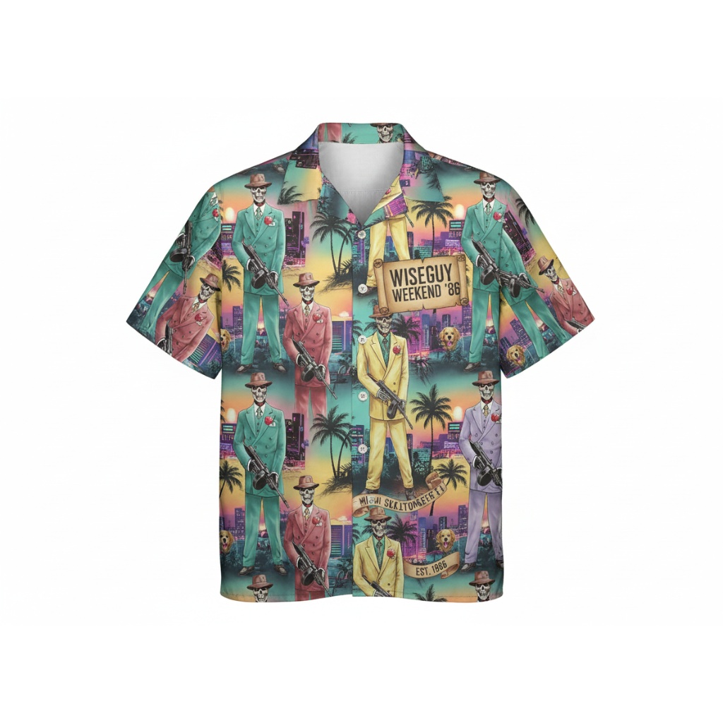 Wise Guy Weekend Graphic Print Short Sleeve Button Up Shirt